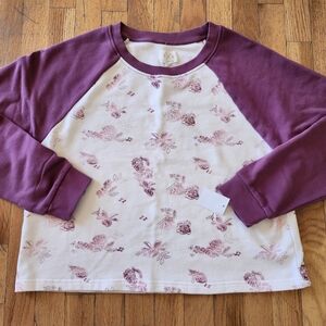 Thread & Supply Burgundy and Cream Floral Sweatshirt NWT XL